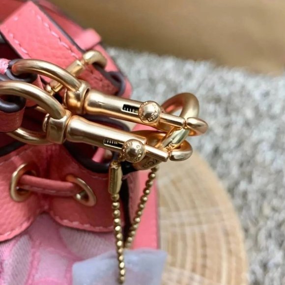 coach Mini Dempsey Bucket Bag In Signature Jacquard With Stripe And Coach Patch - Picture 4 of 8